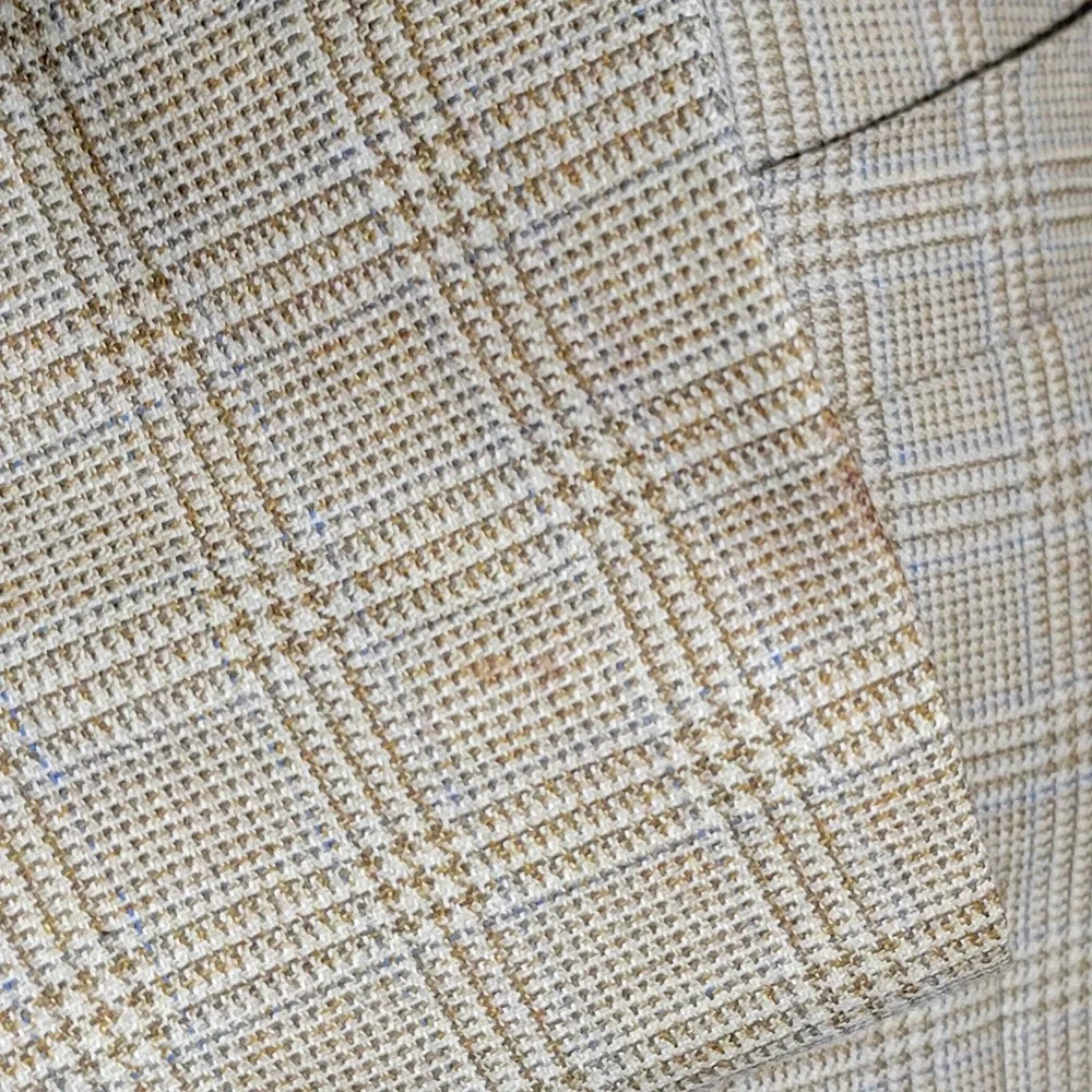 Samuelsohn SB ANDREW Men's Sport Coat Blazer Two Button‎ Beige Plaid Wool 42L
